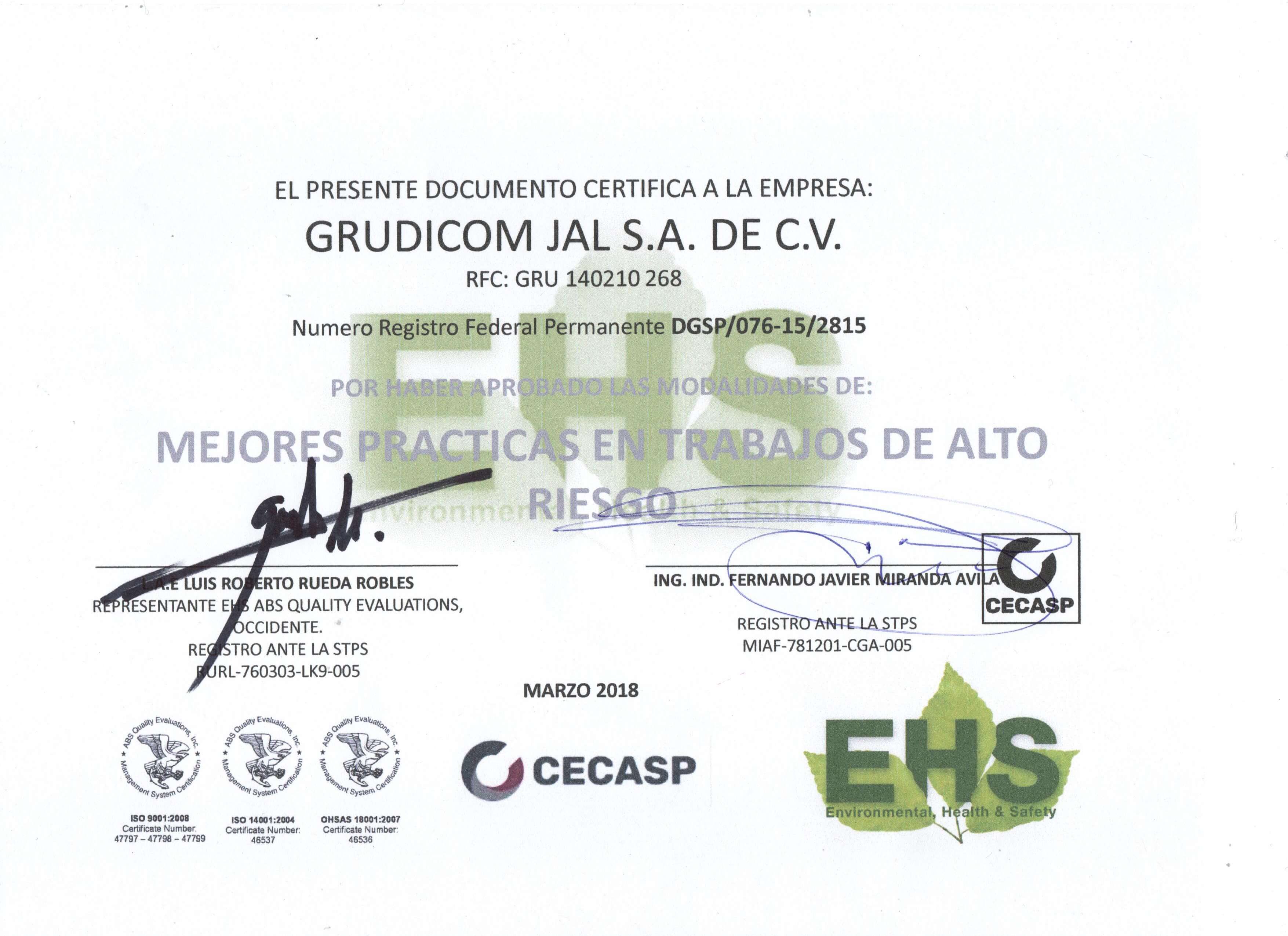 Certificaciones CECASP